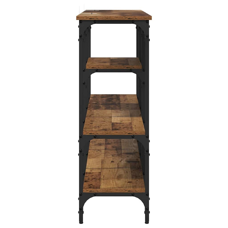vidaXL Konzolasztal polcokkal Régi fa 160 x 29 x 80 cm Faanyag