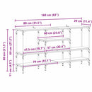 vidaXL Konzolasztal polcokkal Régi fa 160 x 29 x 80 cm Faanyag
