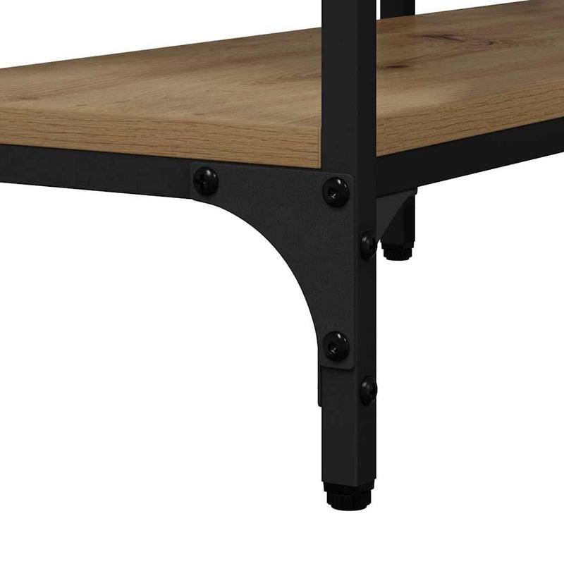 vidaXL Konzolasztal polcokkal kézműves tölgy 160 x 29 x 80 cm Faanyag