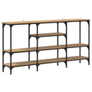 vidaXL Konzolasztal polcokkal kézműves tölgy 160 x 29 x 80 cm Faanyag