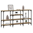 vidaXL Konzolasztal polcokkal kézműves tölgy 160 x 29 x 80 cm Faanyag