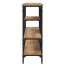 vidaXL Konzolasztal polcokkal kézműves tölgy 160 x 29 x 80 cm Faanyag