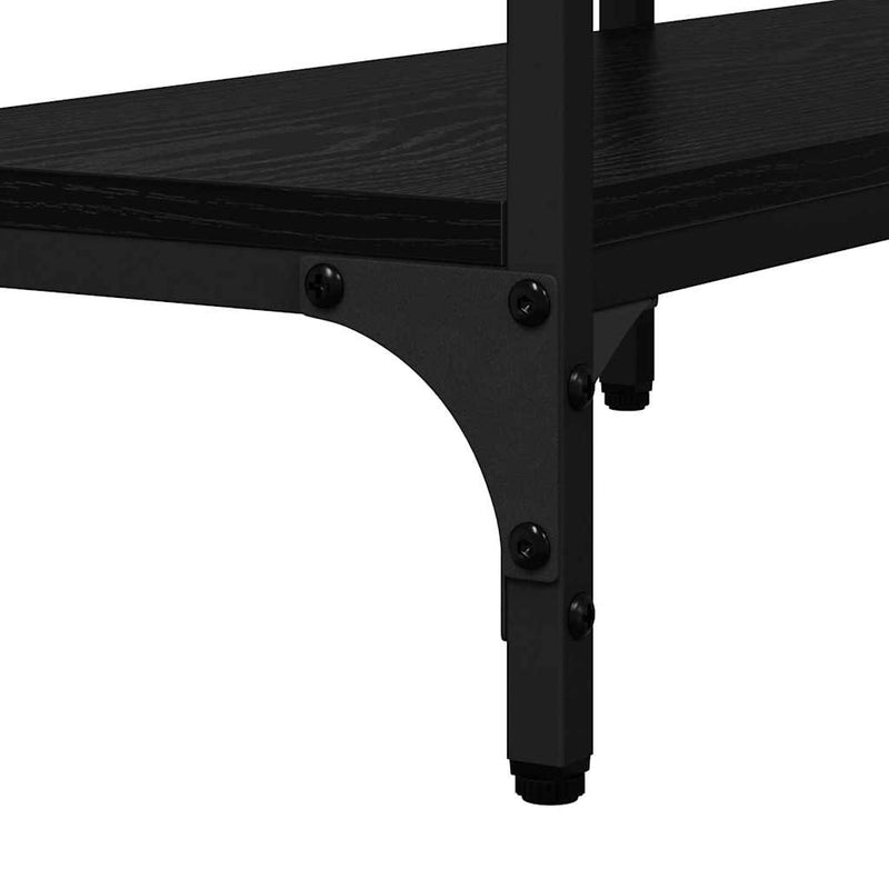 vidaXL Konzolasztal polcokkal Musta tammi 160 x 29 x 80 cm Faanyag