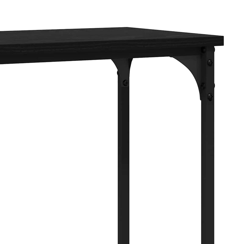 vidaXL Konzolasztal polcokkal Musta tammi 160 x 29 x 80 cm Faanyag