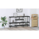 vidaXL Konzolasztal polcokkal Musta tammi 160 x 29 x 80 cm Faanyag