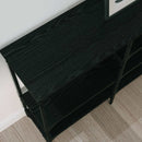 vidaXL Konzolasztal polcokkal Musta tammi 160 x 29 x 80 cm Faanyag