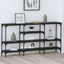 vidaXL Konzolasztal polcokkal Musta tammi 160 x 29 x 80 cm Faanyag