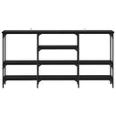 vidaXL Konzolasztal polcokkal Musta tammi 160 x 29 x 80 cm Faanyag