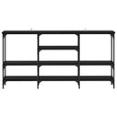 vidaXL Konzolasztal polcokkal Musta tammi 160 x 29 x 80 cm Faanyag