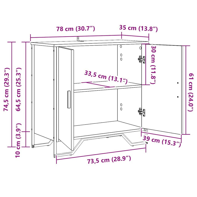 vidaXL Széf Barna 78 x 35.5 x 74.5 cm Faanyag