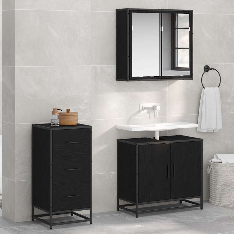 vidaXL Széf fiókkal Musta tammi 35.5 x 35 x 76 cm Faanyag