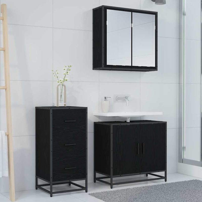 vidaXL Széf fiókkal Musta tammi 35.5 x 35 x 76 cm Faanyag