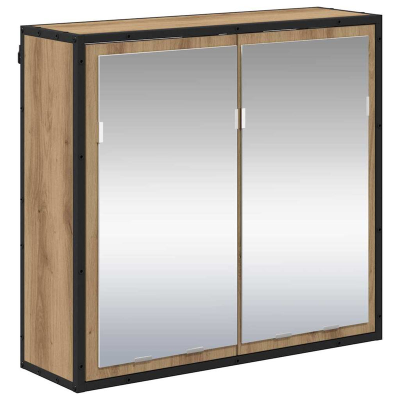 vidaXL Fürdőszobai tükörszekrény kézműves tölgy 65 x 20 x 60 cm