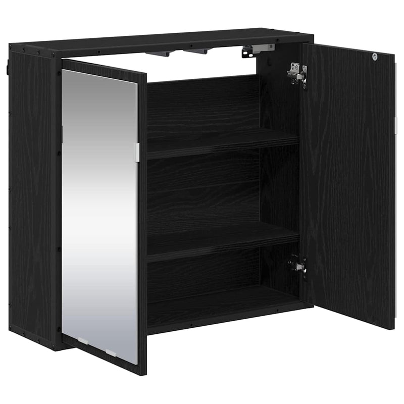 vidaXL Fürdőszobai tükörszekrény Musta tammi 65 x 20 x 60 cm Faanyag
