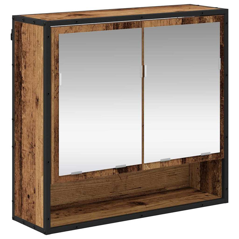 vidaXL Fürdőszobai tükörszekrény Régi fa 65 x 20 x 60 cm Faanyag