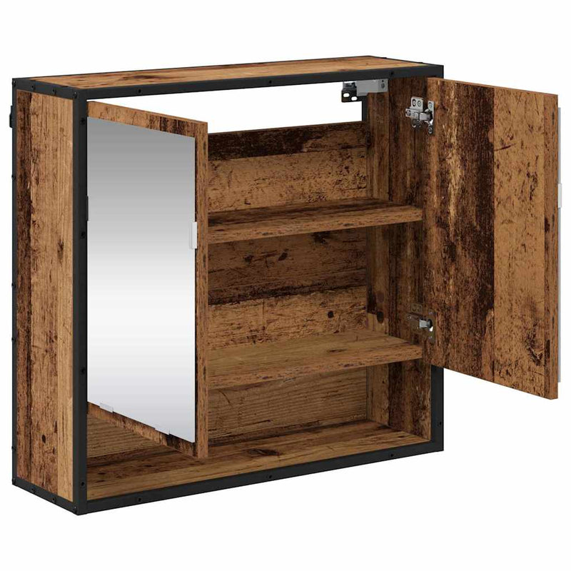 vidaXL Fürdőszobai tükörszekrény Régi fa 65 x 20 x 60 cm Faanyag