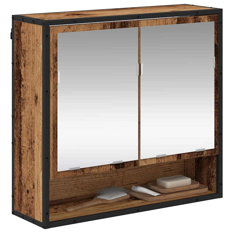 vidaXL Fürdőszobai tükörszekrény Régi fa 65 x 20 x 60 cm Faanyag