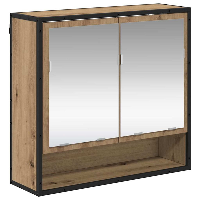 vidaXL Fürdőszobai tükörszekrény kézműves tölgy 65 x 20 x 60 cm