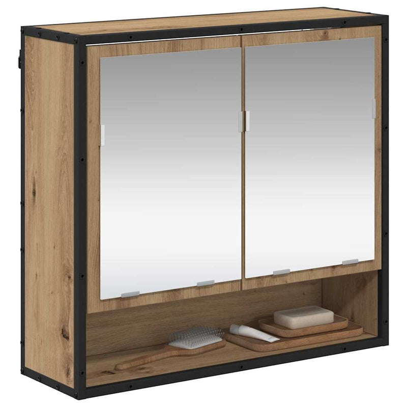 vidaXL Fürdőszobai tükörszekrény kézműves tölgy 65 x 20 x 60 cm