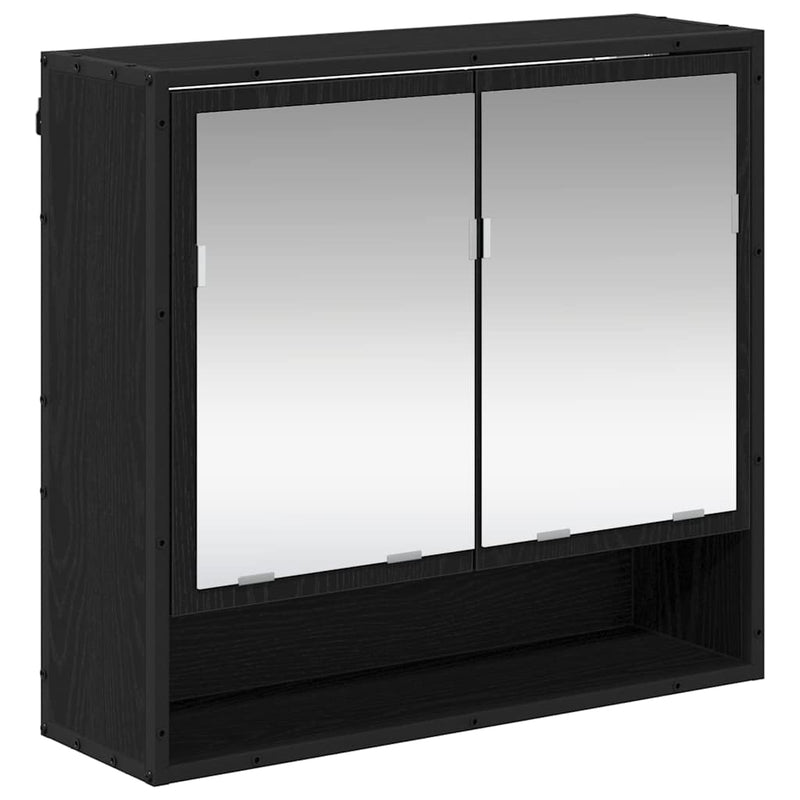 vidaXL Fürdőszobai tükörszekrény Musta tammi 65 x 20 x 60 cm Faanyag