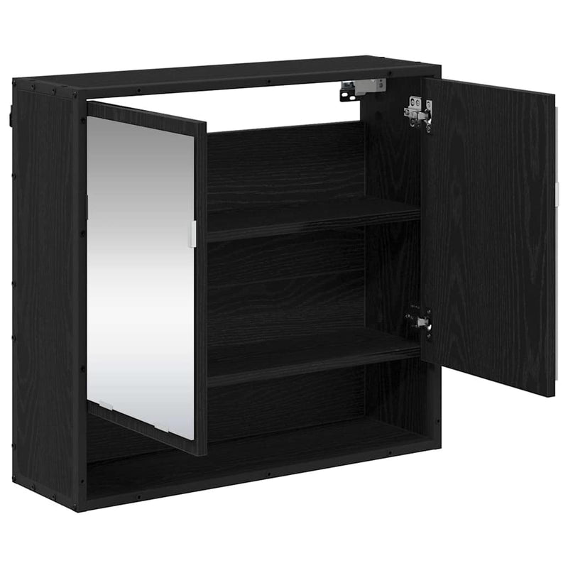 vidaXL Fürdőszobai tükörszekrény Musta tammi 65 x 20 x 60 cm Faanyag
