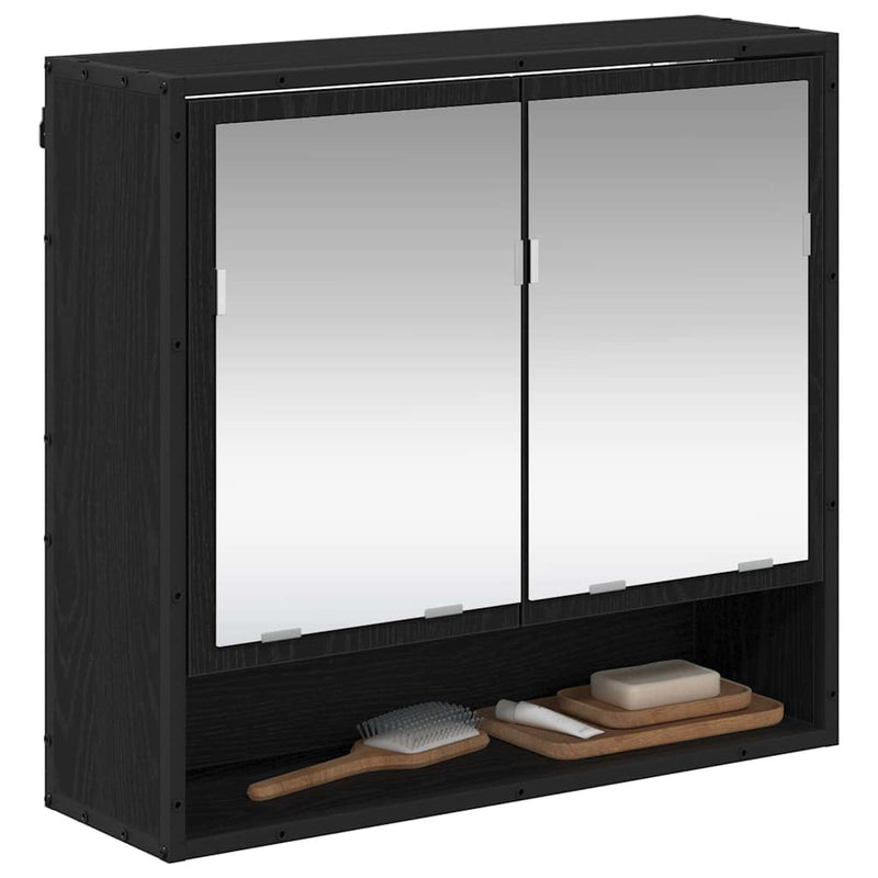 vidaXL Fürdőszobai tükörszekrény Musta tammi 65 x 20 x 60 cm Faanyag