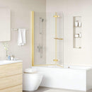 vidaXL Zuhanybeépítés Arany 120 x 140 cm ESG üveg és alumínium