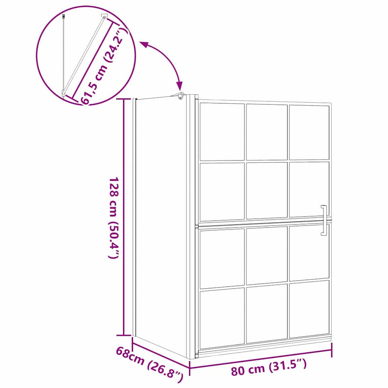 vidaXL Fürdő Zuhany Képernyő Fekete és átlátszó 80 x 67 x 129.5 cm