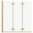 vidaXL Zuhanybeépítés Arany 130 x 138 cm ESG üveg és alumínium