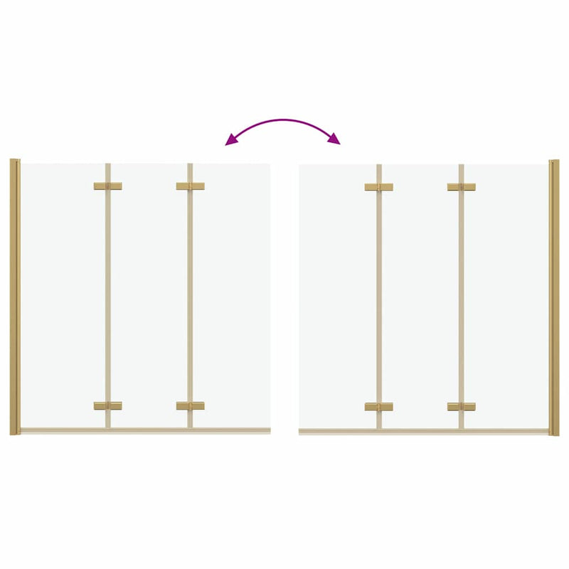 vidaXL Zuhanybeépítés Arany 130 x 138 cm ESG üveg és alumínium