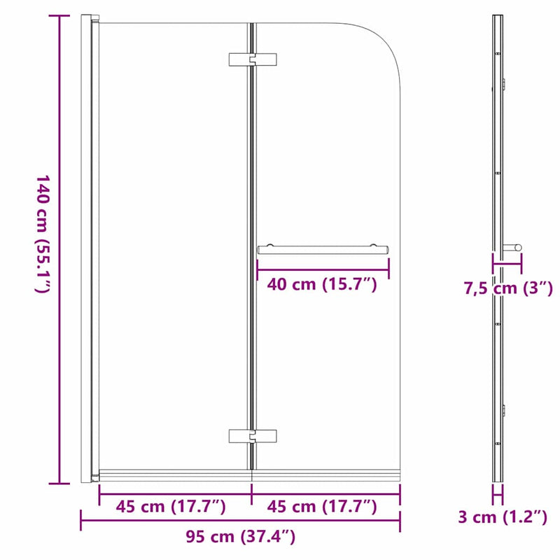 vidaXL Zuhanybeépítés Arany 95 x 140 cm ESG üveg és alumínium