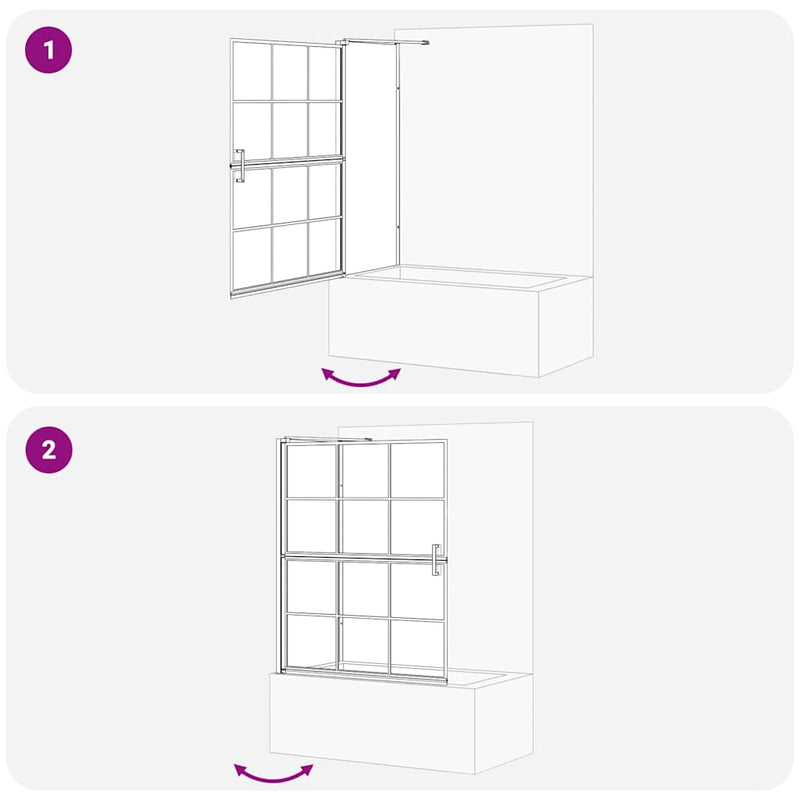 vidaXL Fürdő Zuhany Képernyő Fekete és átlátszó 100 x 67 x 129.5 cm