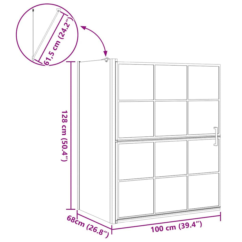 vidaXL Fürdő Zuhany Képernyő Fekete és átlátszó 100 x 67 x 129.5 cm