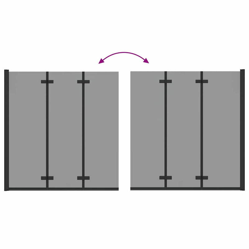 vidaXL Zuhanybeépítés Fekete 130 x 138 cm ESG üveg és alumínium
