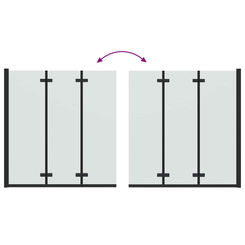 vidaXL Zuhanybeépítés Fekete 130 x 138 cm ESG üveg és alumínium