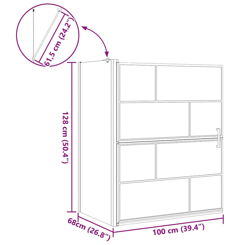 vidaXL Fürdő Zuhany Képernyő Fekete és átlátszó 100 x 67 x 129.5 cm