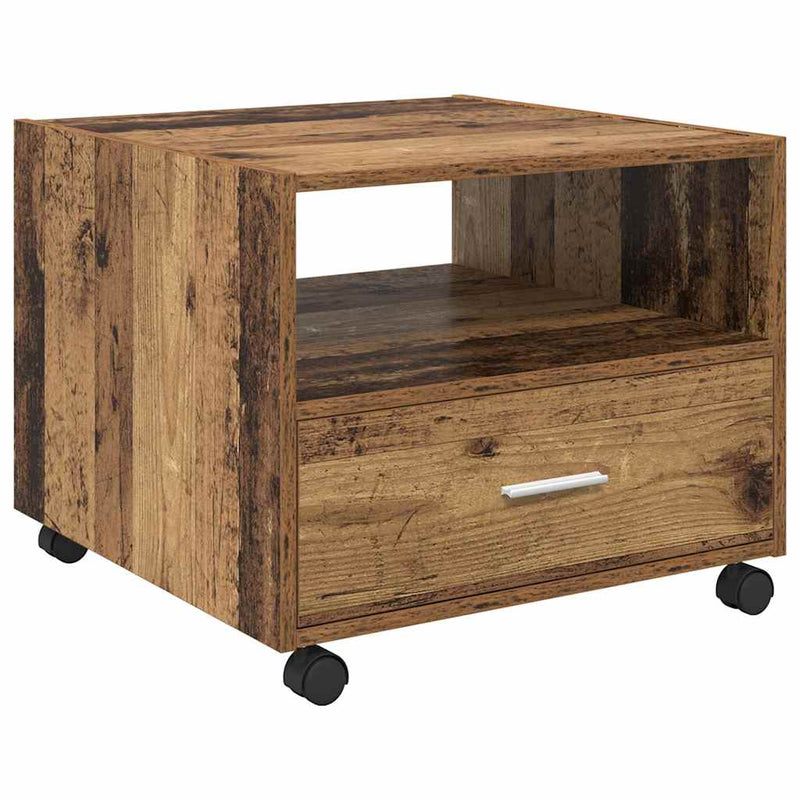 vidaXL Dohányzóasztal with Drawer Régi fa 55 x 55 x 45 cm Faanyag