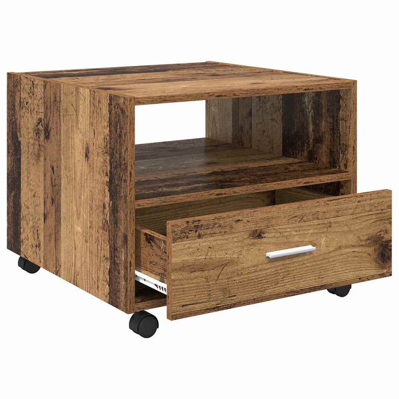 vidaXL Dohányzóasztal with Drawer Régi fa 55 x 55 x 45 cm Faanyag