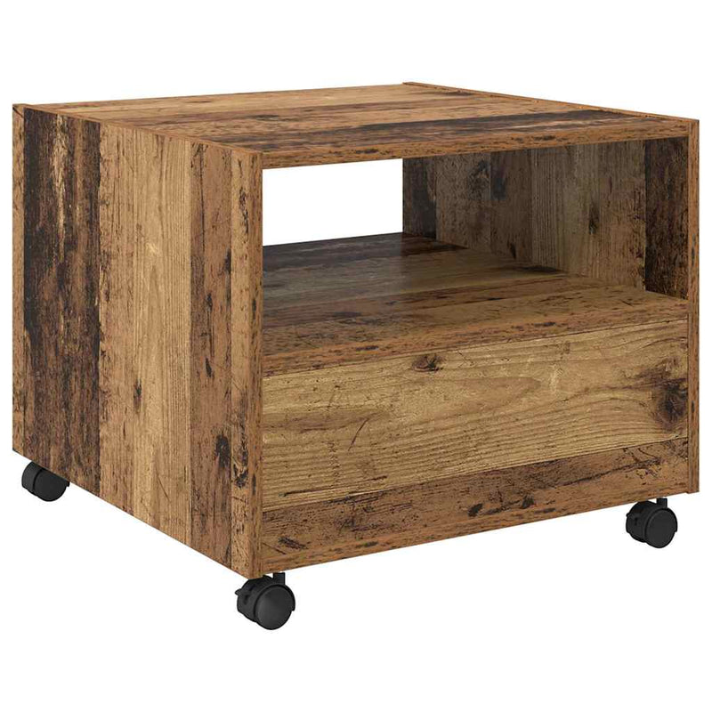 vidaXL Dohányzóasztal with Drawer Régi fa 55 x 55 x 45 cm Faanyag