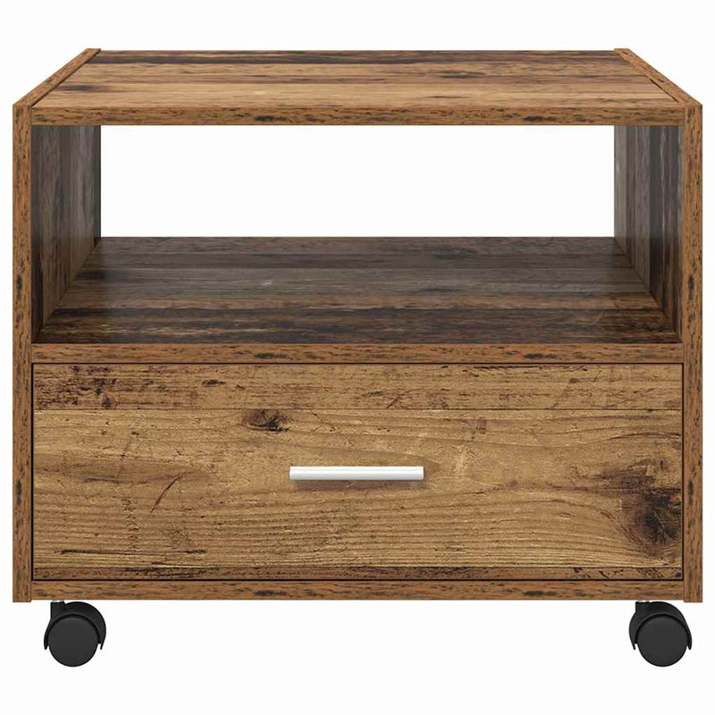 vidaXL Dohányzóasztal with Drawer Régi fa 55 x 55 x 45 cm Faanyag