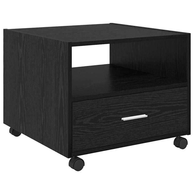 vidaXL Dohányzóasztal with Drawer Musta tammi 55 x 55 x 45 cm Faanyag