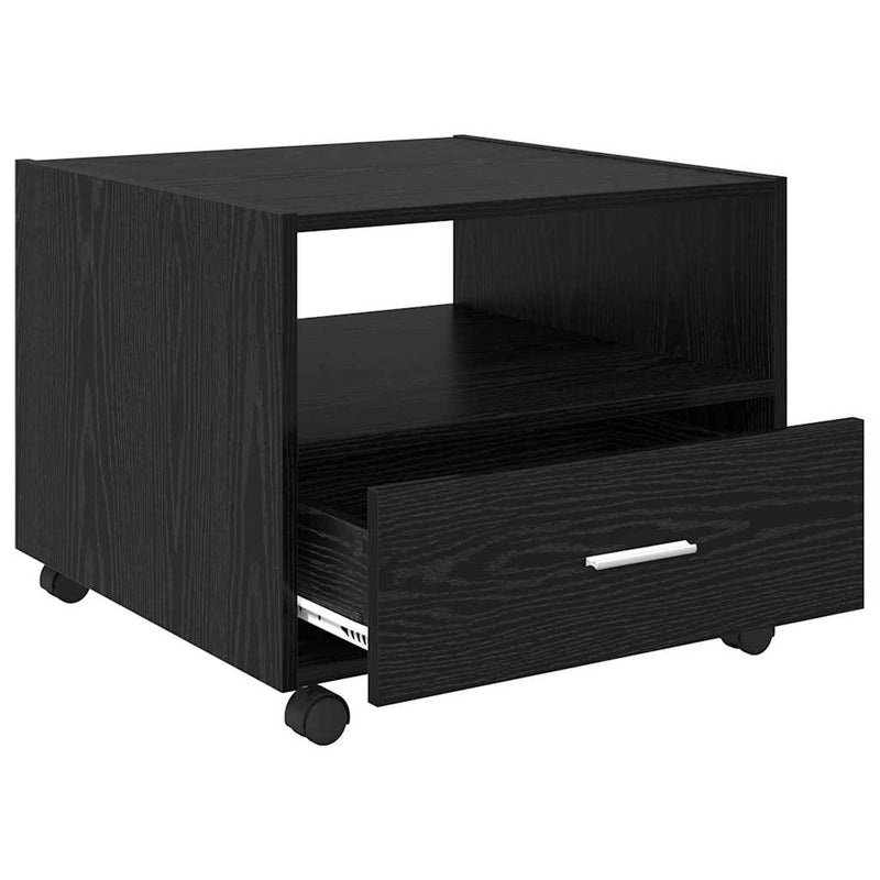 vidaXL Dohányzóasztal with Drawer Musta tammi 55 x 55 x 45 cm Faanyag