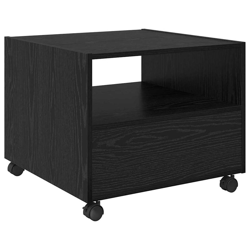 vidaXL Dohányzóasztal with Drawer Musta tammi 55 x 55 x 45 cm Faanyag