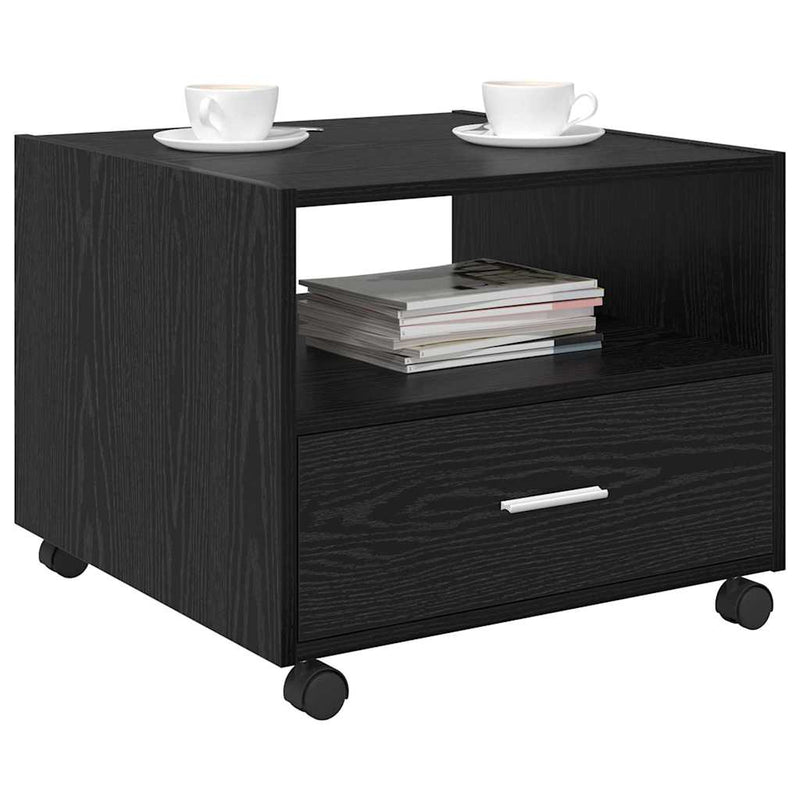 vidaXL Dohányzóasztal with Drawer Musta tammi 55 x 55 x 45 cm Faanyag