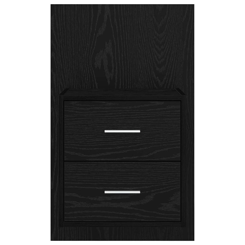 vidaXL Fali éjjeli szekrény 2 pcs Fekete tölgy 48,5 x 32,5 x 80 cm