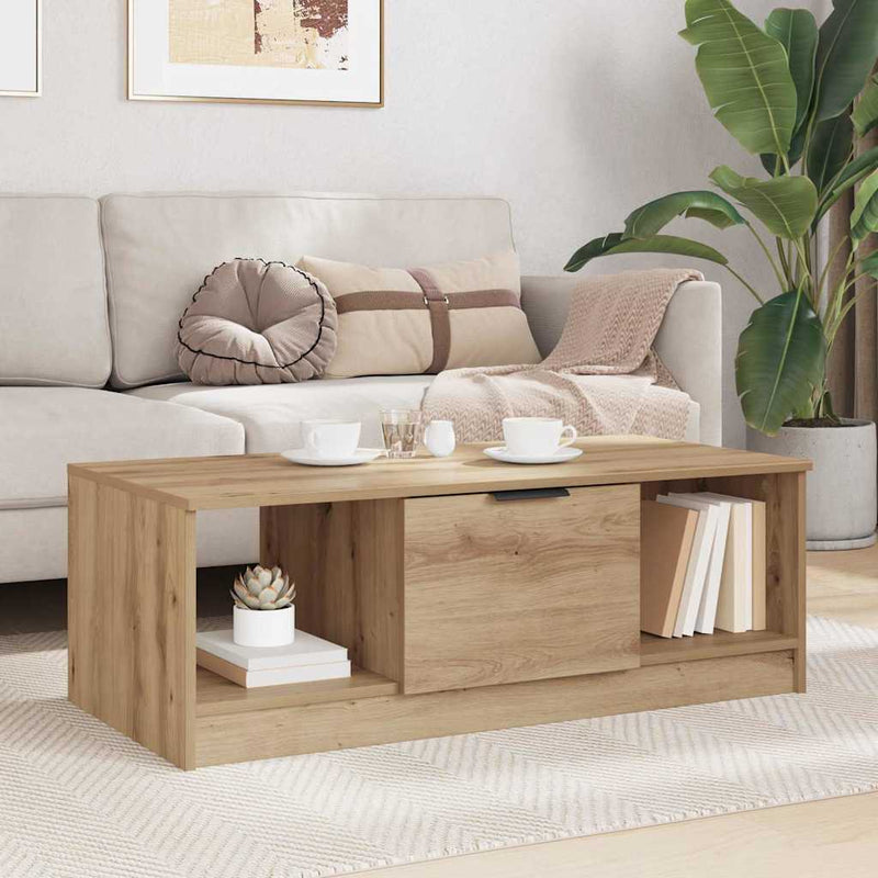 vidaXL Dohányzóasztal kézműves tölgy 100 x 50 x 36 cm Faanyag