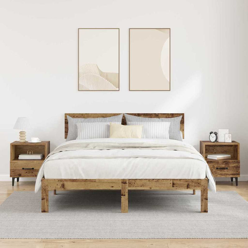 vidaXL Éjjeliszekrény fiókkal 2 pcs Régi fa 40 x 35 x 47.5 cm Faanyag