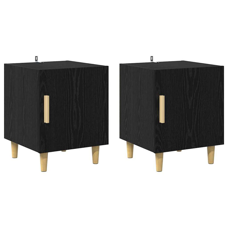 vidaXL Éjjeliszekrény 2 pcs Fekete tölgy 40 x 40 x 50 cm Faanyag