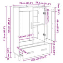 vidaXL Magasfiú fiókkal Öreg fa 70 x 31 x 115 cm Faanyag