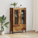 vidaXL Magasfiú fiókkal Öreg fa 70 x 31 x 115 cm Műszaki fa és vas